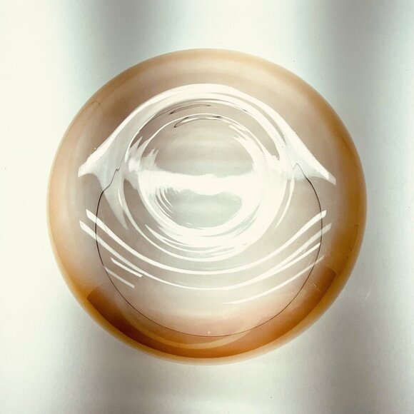 Large Vintage Handmade Serving Bowl Pink Glass Round Bohemia Crystal Czechia - Picture 8 of 11